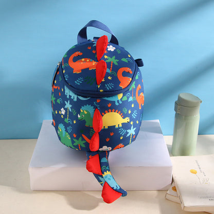 Mochila escolar antipérdida con diseño de dinosaurio para niños y niñas