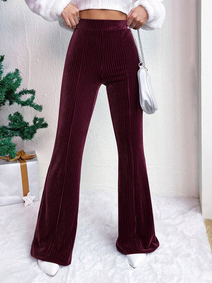 Hohe Taille Lamp Wick Cord Schlaghose Weites Bein Damen
