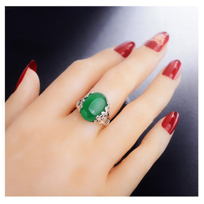 Offener Ring Chalcedon Großer Edelstein Roter Granat Persönlichkeit