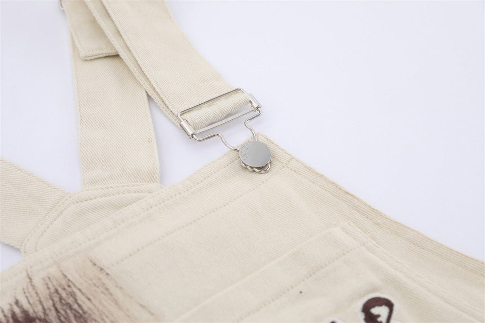 Painting Graffiti Denim Suspender Pants Men - BAGMODA