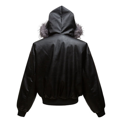 Abrigo retro de cuero sintético con bolsillo tridimensional y acolchado de algodón para hombre