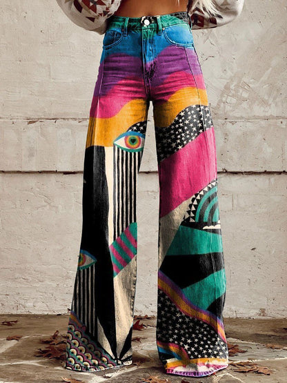Horn Simulation Denim Hose Lose Hosen Für Frauen
