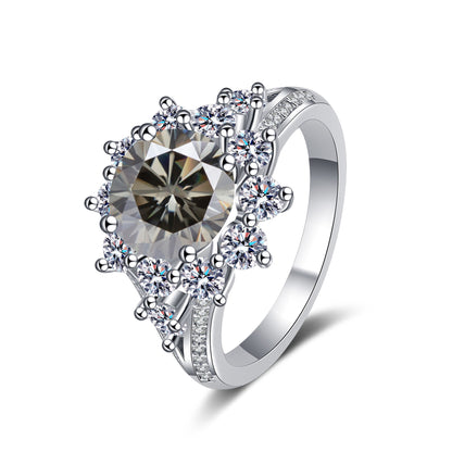 Anillo de plata de ley 925 para mujer con moissanita de 3 quilates, estilo lujoso y asequible.