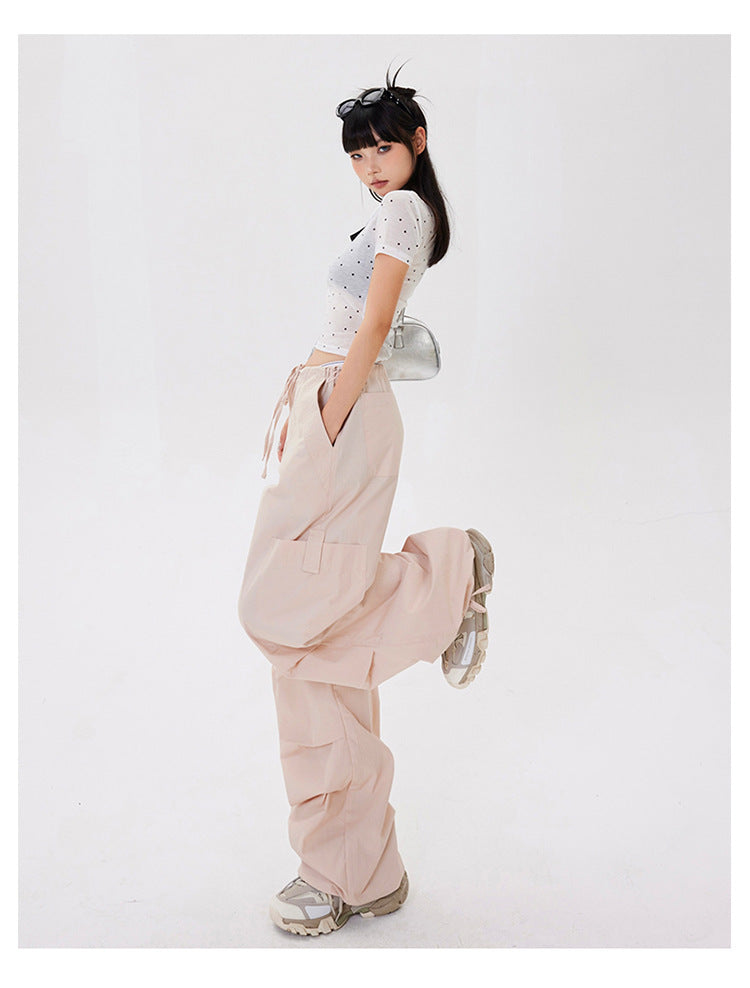 Adjustable Waist Breathable Workwear Casual Pants Women