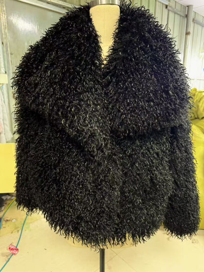 Abrigo de piel de zorro de moda, suave y esponjoso, ropa de mujer