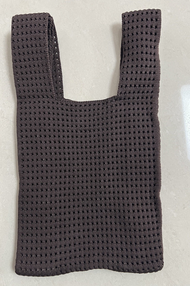 Bolso de mano retro de punto hueco para mujer