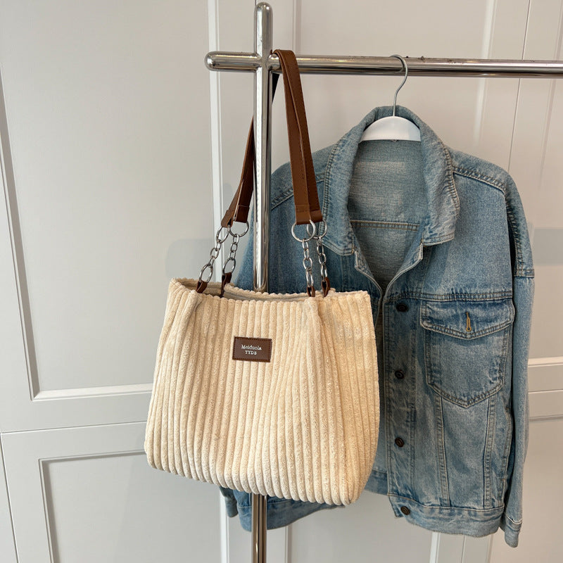 Casual Corduroy Shoulder Bag