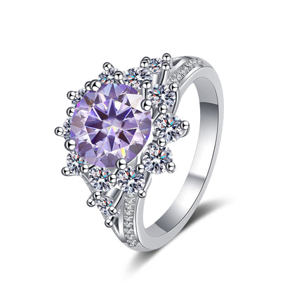 Anillo de plata de ley 925 para mujer con moissanita de 3 quilates, estilo lujoso y asequible.