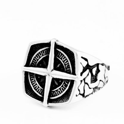 Anillo de aleación vintage para hombre, plata simple