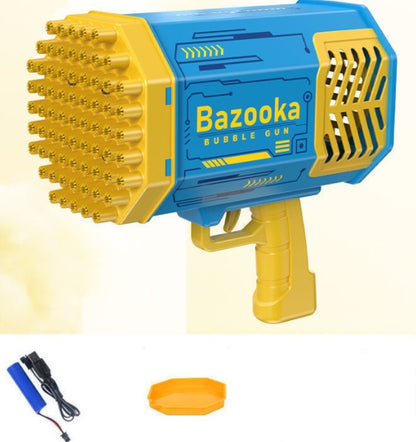 Pistola de burbujas automática con 69 agujeros, forma de cohete, con forma de pistola, con luz, para niños