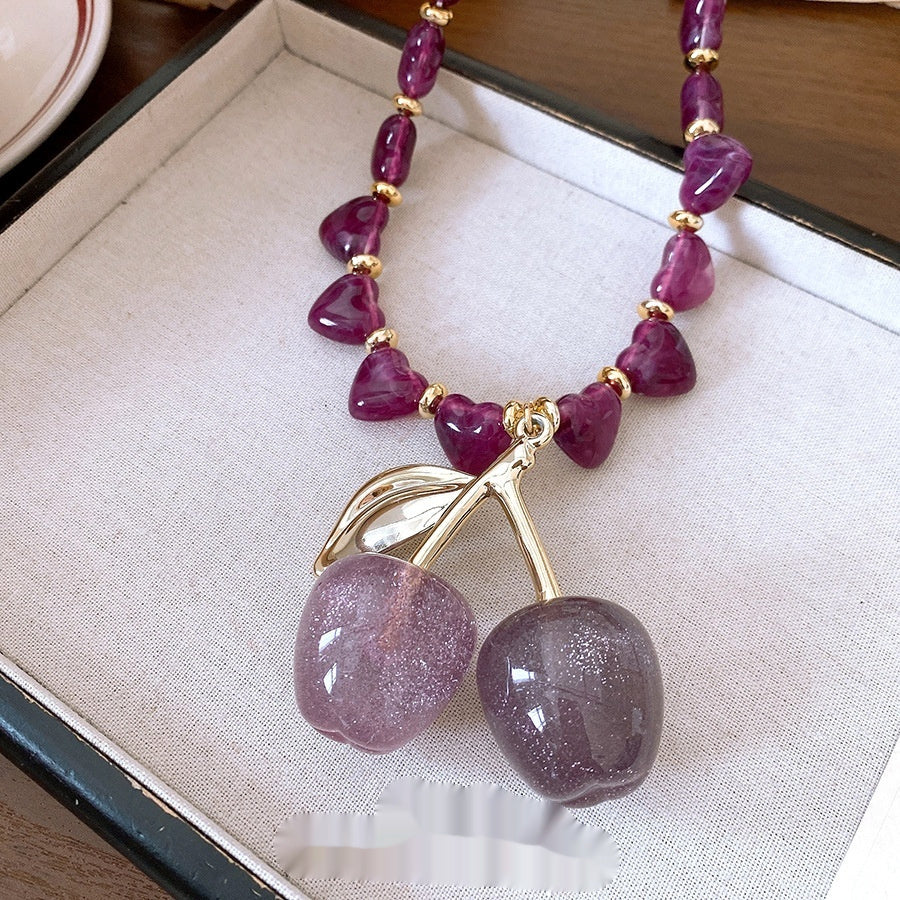 Heart Cherry Necklace Clavicle Chain Niche