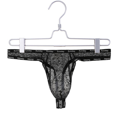 Sexy Lace Underwear Men's Low Waist High Elastic See-through