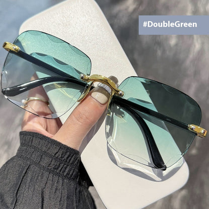 Rahmenlose Trimming Internet-berühmte Sonnenbrille Frauen