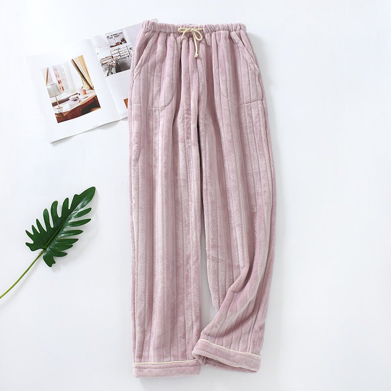 Couple Flannel Home Pants Trousers Thick Coral Fleece Warm Pants Men Plus Size Pants - BAGMODA