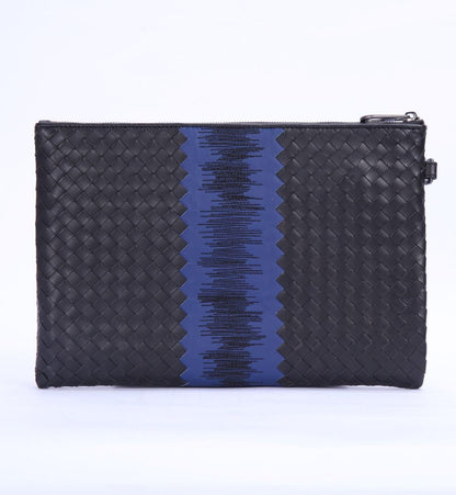 Bolso de mano versátil de piel de becerro encerada para hombre, tejido a mano, moderno y de moda.