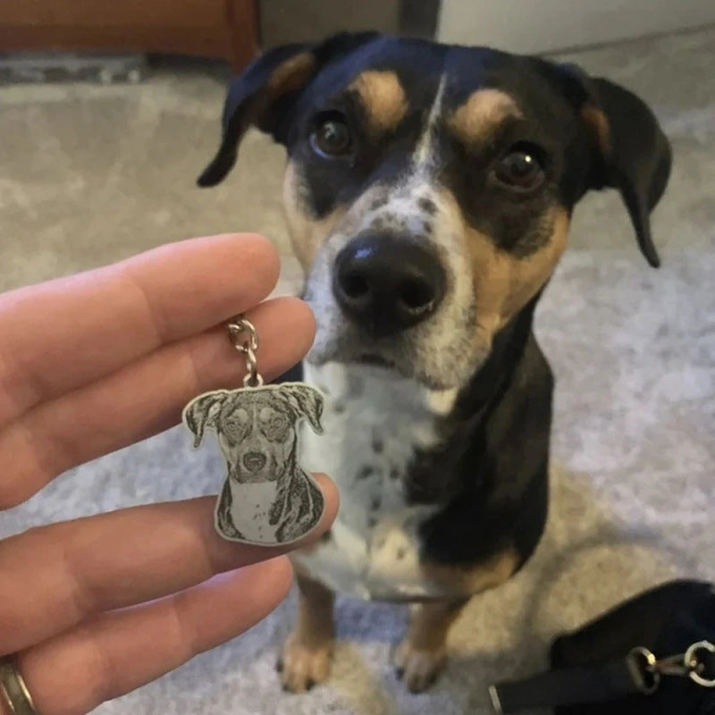 Pet Keychain Stainless Steel Material Heart Wings Dog Cat Commemorative Gift