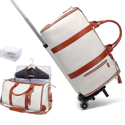 Bolsa de viaje plegable con ruedas alargadas y gran capacidad, color negro