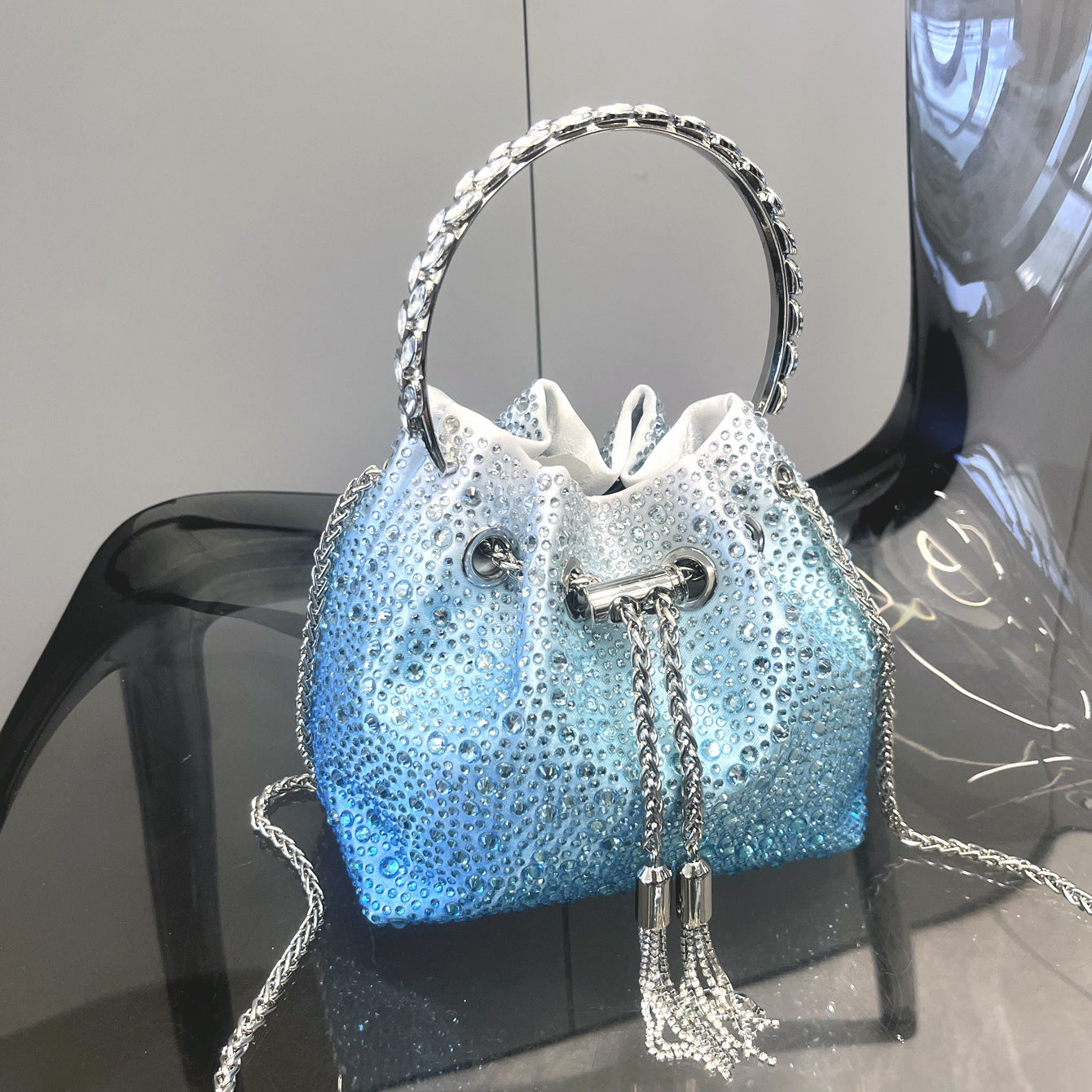 Drawstring Rhinestone Women's Bag