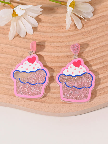 Pendientes de helado de cereza, fresa, sandía, piña y pastel de coco para mujer