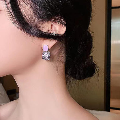 Pendientes de diamantes de imitación con borlas de flores y mariposas