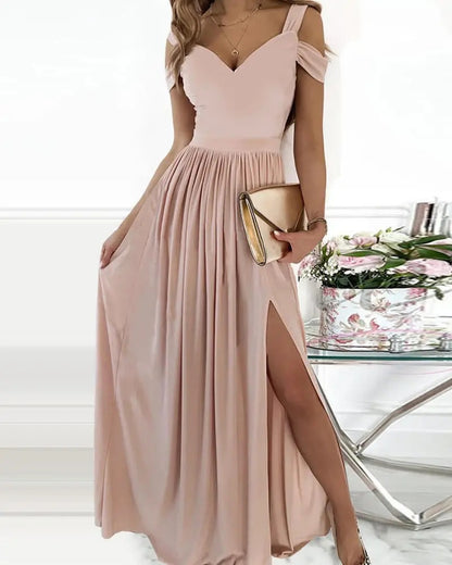 Vestido bohemio con escote en V y tirantes finos para mujer, largo y fluido, para fiesta en la playa