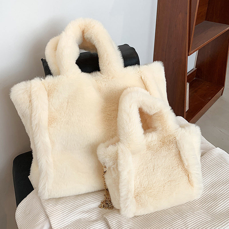 Wintertaschen Kette Plüsch Totes Bag