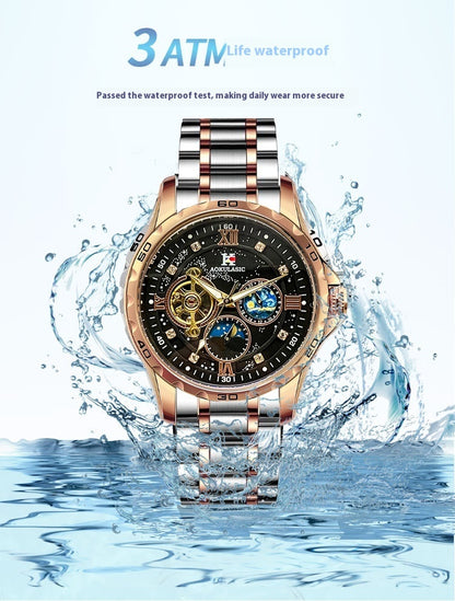 Reloj mecánico automático multifuncional con esfera grande para hombre