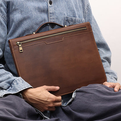 Crazy Horse Leder 13,3 Zoll Laptop Tasche Vintage Männer Aktentasche