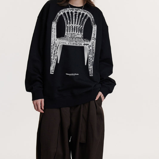 Loose Casual Niche Design Round Neck Top For Autumn And Winter