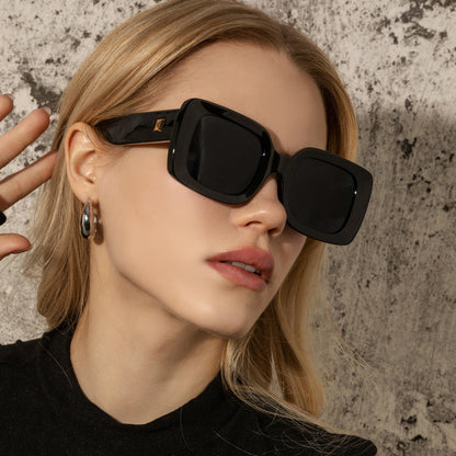 Neu Retro Quadrat Große Rahmen Sonnenbrille Männer Und Frauen