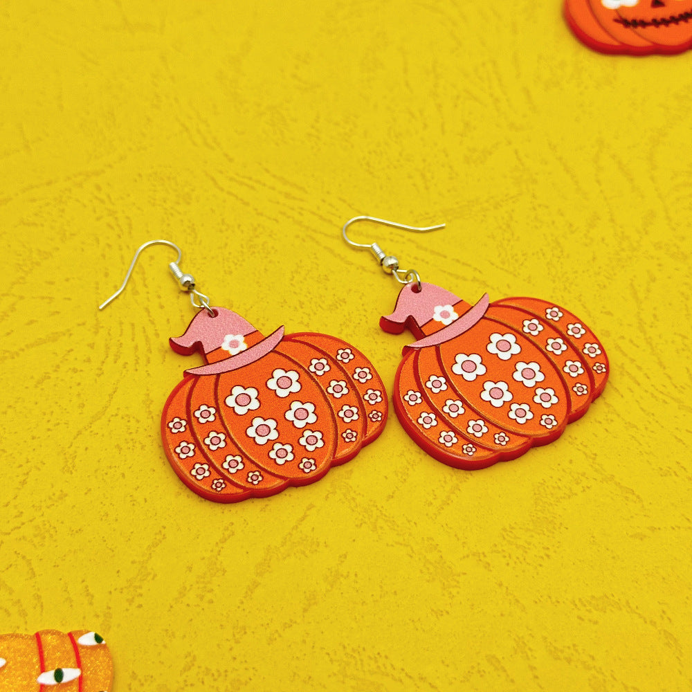 Halloween Day Ornament Colorful Ghost Eyes Funny Acrylic Earrings For Women