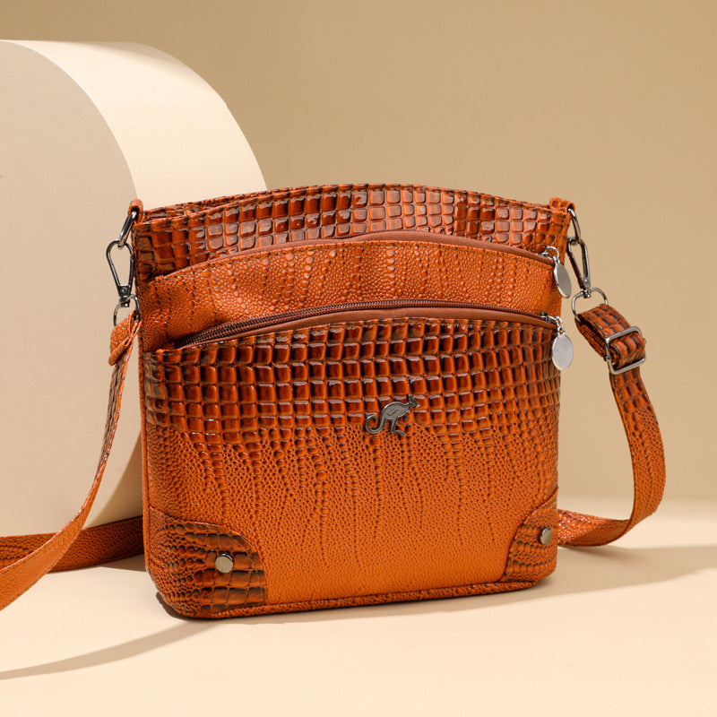 Velouria Croco Pattern Messenger Bag