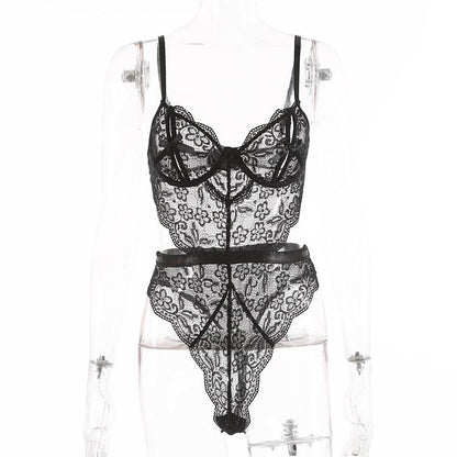 Body de lencería erótica sexy para mujer con tirantes tipo bud que moldea el cuerpo