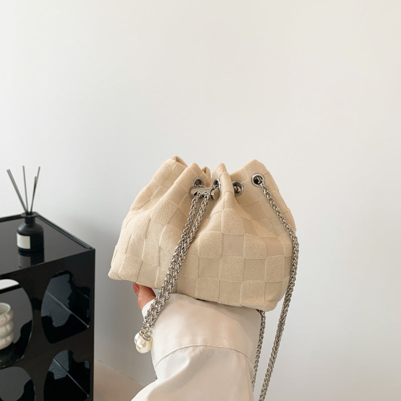 Leopard Print Woven Crossbody Chain Bag