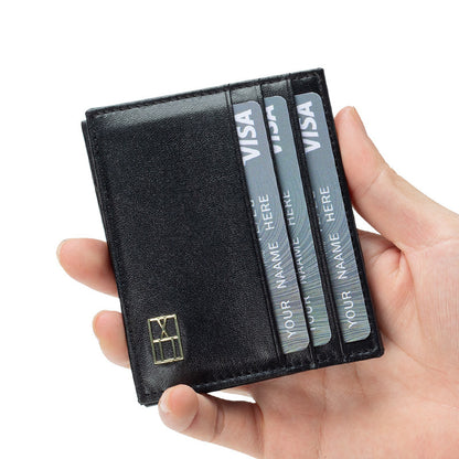 Nuevo tarjetero plegable de gran capacidad, cartera de cuero genuino