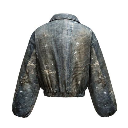 Chaqueta acolchada de algodón corta y ancha, estilo retro americano para hombre