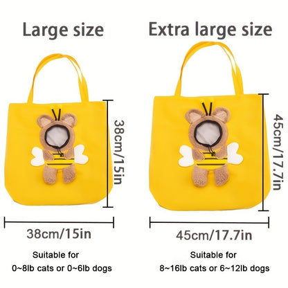 Bolsas de transporte para perros y gatos con diseño de abeja pequeña, portátiles, transpirables, suaves, con cremalleras de seguridad, para viajes al aire libre.