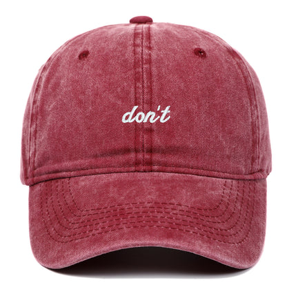 Baseballkappe mit aufgesticktem Buchstaben „Don't“, gewaschen, alt, weiches Oberteil