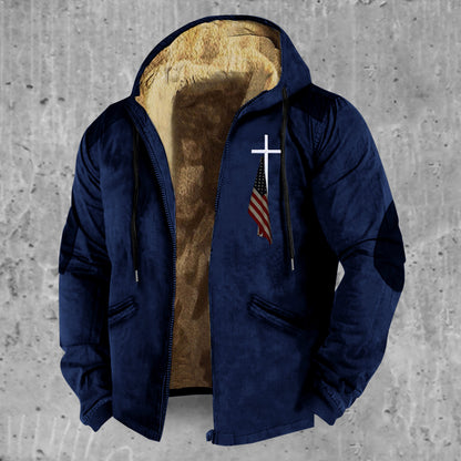 Chaqueta acolchada de algodón con cremallera y capucha de estilo europeo y americano en 3D