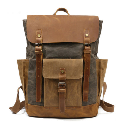 Mochila de lona y cuero de caballo para hombre