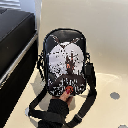 Bolso bandolera con estampado de dibujos animados oscuros