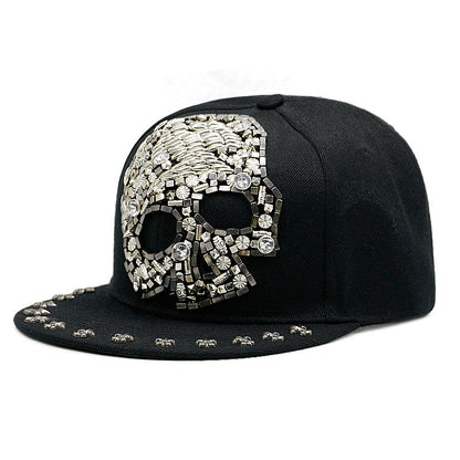 Sombrero estilo Harajuku europeo y americano con remaches de calavera cruzada
