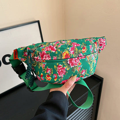 Big Flower Western Style All-matching Waist Bag