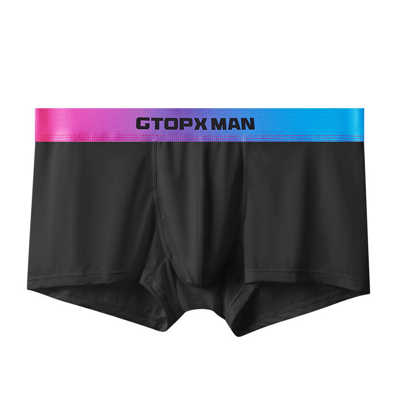 Men's Ice Silk U Convex Low Waist Thin Summer Gradient Boxers