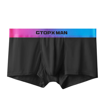 Men's Ice Silk U Convex Low Waist Thin Summer Gradient Boxers