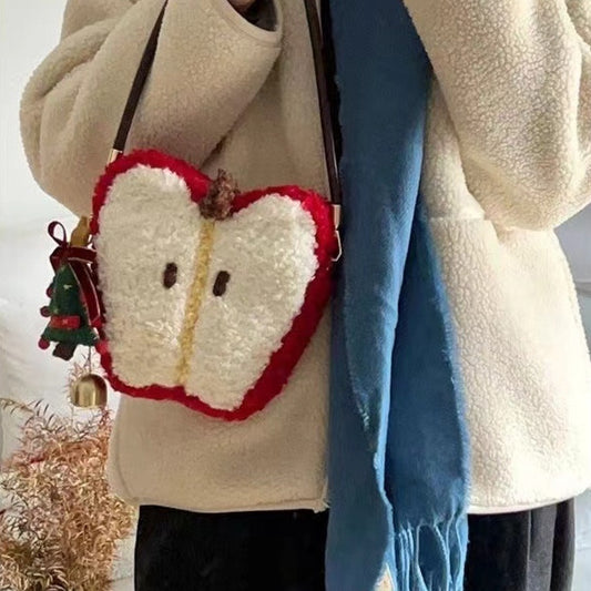 Apple Plush Crossbody Shoulder Bag