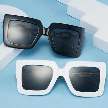 Gafas de sol con cadena cuadrada, gafas de sol retro personalizadas, gafas de sol de moda para mujer