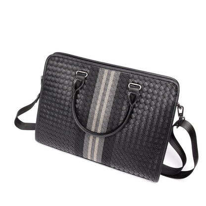 Stitching Woven Business Casual Aktentasche Herren Schulter Crossbody Computertasche