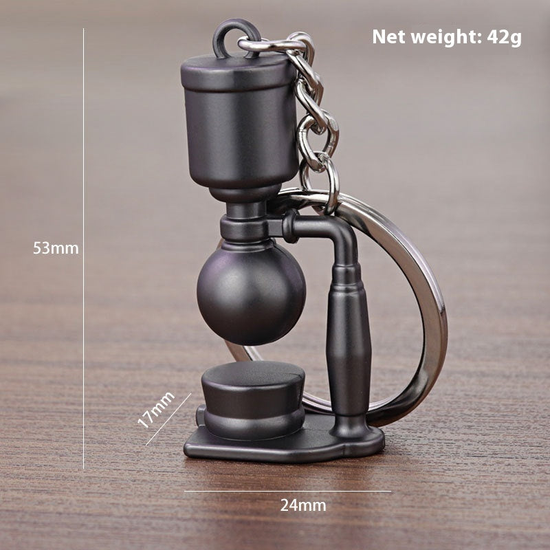 3D Coffee Keychain Metal Car Key Pendant