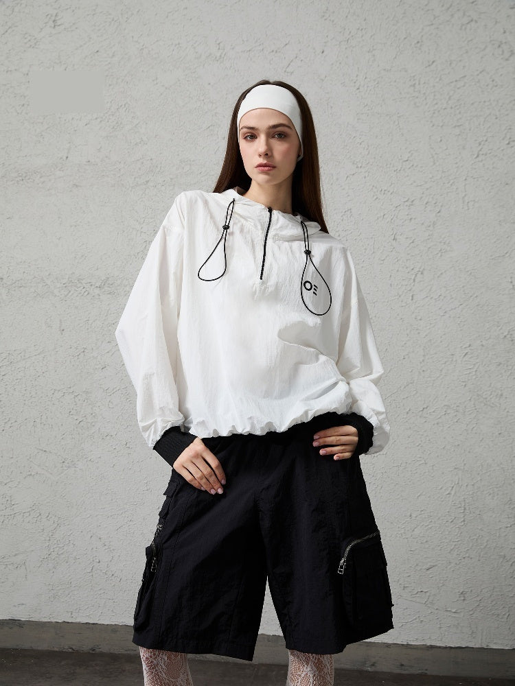 Minimalist Contrast Color Hooded Sun Protection Clothing